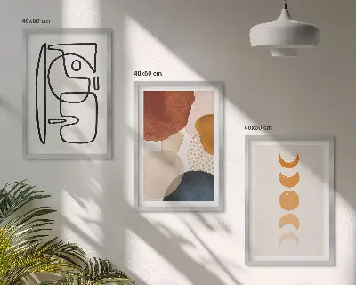 Abstrakte Farbdekorationen 3er-Set Bilder mit Rahmen