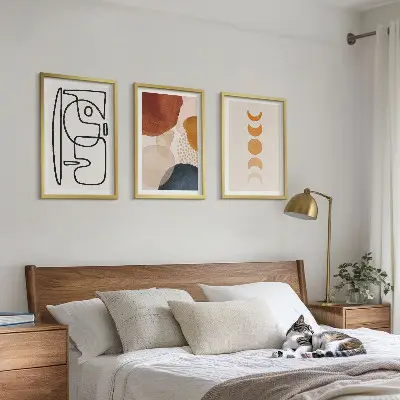 Abstrakte Farbdekorationen 3er-Set Bilder mit Rahmen