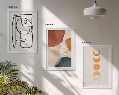 Abstrakte Farbdekorationen 3er-Set Bilder mit Rahmen