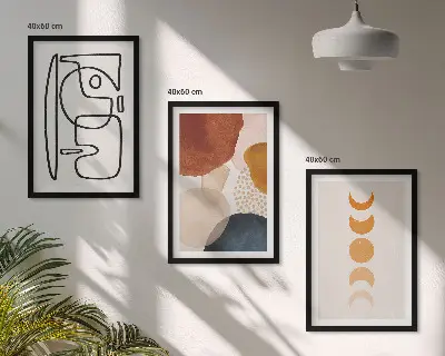 Abstrakte Farbdekorationen 3er-Set Bilder mit Rahmen