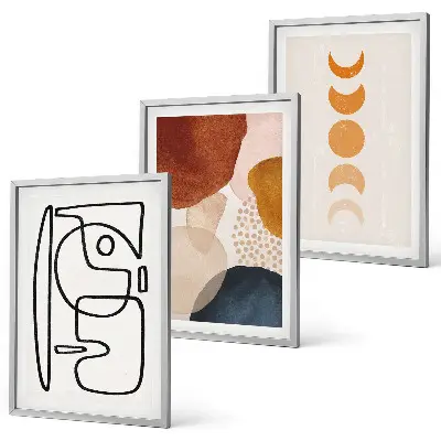 Abstrakte Farbdekorationen 3er-Set Bilder mit Rahmen