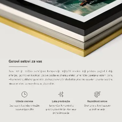Gerahmtes Bilderset mit abstrakten Blattformen