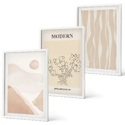 Abstrakte Formen und Farben 3er-Set Bilder mit Rahmen