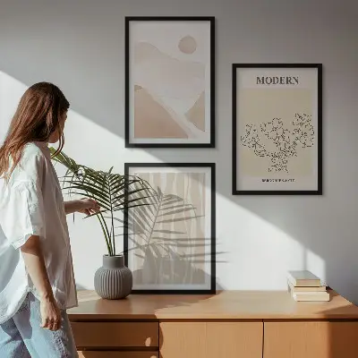 Abstrakte Formen und Farben 3er-Set Bilder mit Rahmen