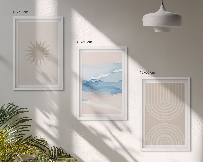 Gerahmtes bilderset Sonnenwellen abstrakte Linien Pastell