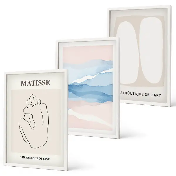 Gerahmte Bilderwand mit Motiven von Matisses abstrakten Formen