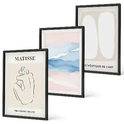 Gerahmte Bilderwand mit Motiven von Matisses abstrakten Formen