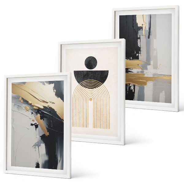 Bilder-3er-set mit rahmen Abstrakte Geometrie Eleganz