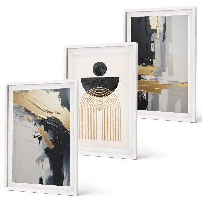 Abstrakte Geometrie Eleganz 3er-Set Wandbilder mit Rahmen