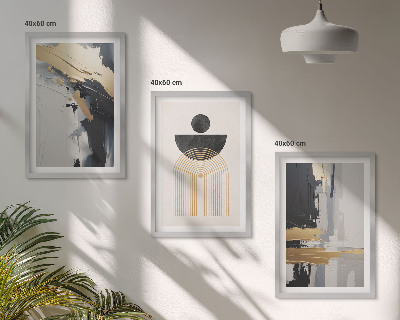 Bilder-3er-set mit rahmen Abstrakte Geometrie Eleganz