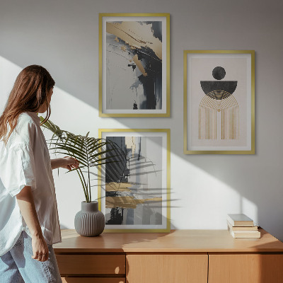 Bilder-3er-set mit rahmen Abstrakte Geometrie Eleganz
