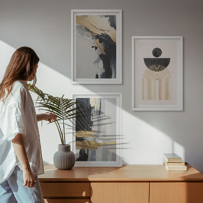 Bilder-3er-set mit rahmen Abstrakte Geometrie Eleganz