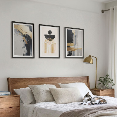 Bilder-3er-set mit rahmen Abstrakte Geometrie Eleganz