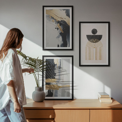 Bilder-3er-set mit rahmen Abstrakte Geometrie Eleganz