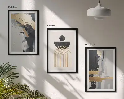 Abstrakte Geometrie Eleganz 3er-Set Wandbilder mit Rahmen