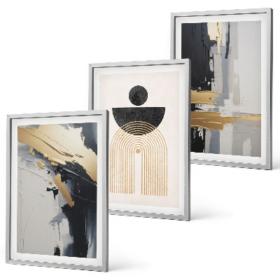 Bilder-3er-set mit rahmen Abstrakte Geometrie Eleganz