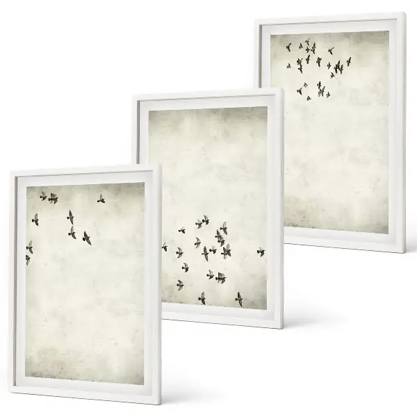 Minimalistische Vogelmalerei gerahmtes bilderset