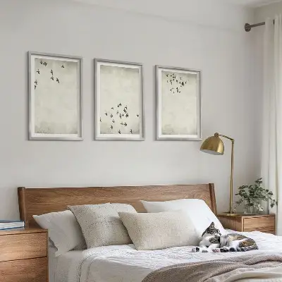 Minimalistische Vogelmalerei gerahmtes bilderset
