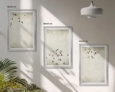 Minimalistische Vogelmalerei gerahmtes bilderset