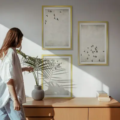 Minimalistische Vogelmalerei gerahmtes bilderset