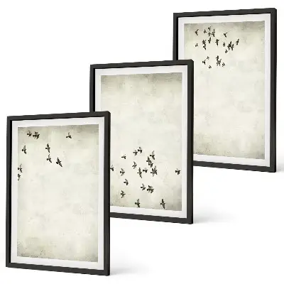 Minimalistische Vogelmalerei gerahmtes bilderset