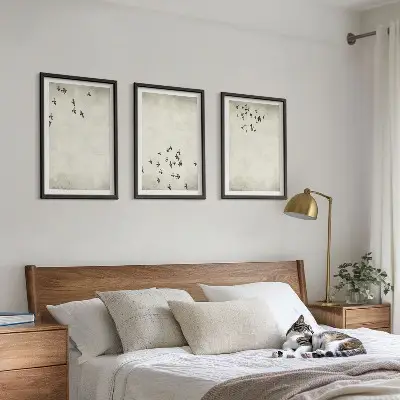 Minimalistische Vogelmalerei gerahmtes bilderset