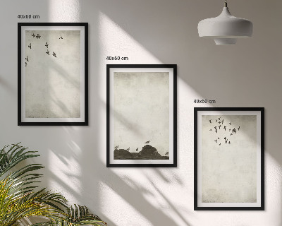Bilder-3er-set mit rahmen Fliegende Vögel Minimalismus
