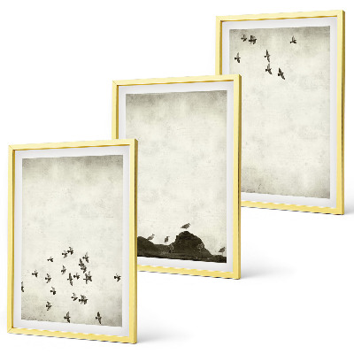 Gerahmtes bilderset Vögel im Flug, minimalistischer Stil
