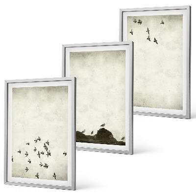 Gerahmtes bilderset Vögel im Flug, minimalistischer Stil