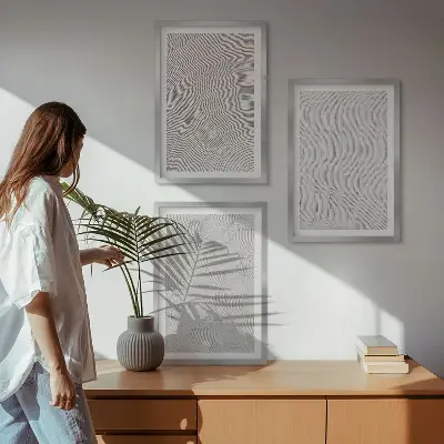 Bilder-3er-Set mit Rahmen Sandmuster geometrische Strukturen geometrische Strukturen im Sanddesign dreiteilig