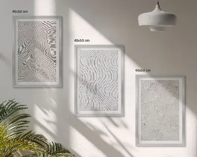 Bilder-3er-Set mit Rahmen Sandmuster geometrische Strukturen geometrische Strukturen im Sanddesign dreiteilig
