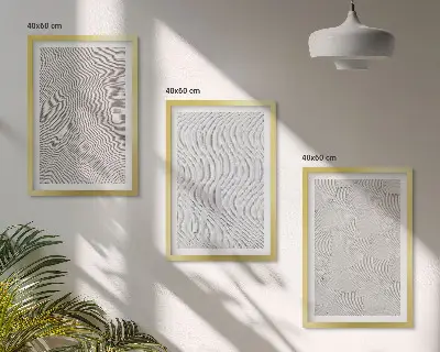 Bilder-3er-Set mit Rahmen Sandmuster geometrische Strukturen geometrische Strukturen im Sanddesign dreiteilig