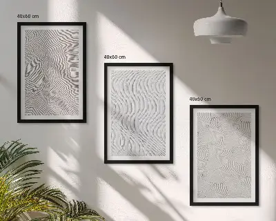 Bilder-3er-Set mit Rahmen Sandmuster geometrische Strukturen geometrische Strukturen im Sanddesign dreiteilig