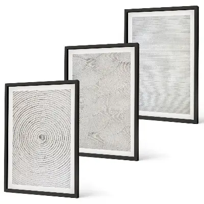 3er-Set geometrische Bilder mit Rahmen mit modernen Kartonmustern