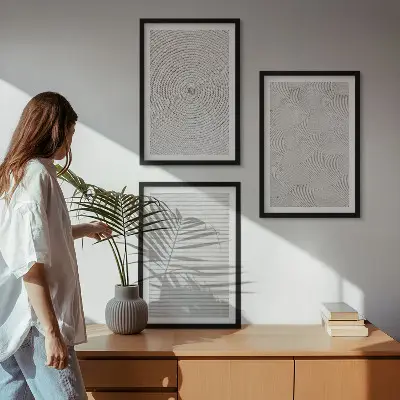 3er-Set geometrische Bilder mit Rahmen mit modernen Kartonmustern