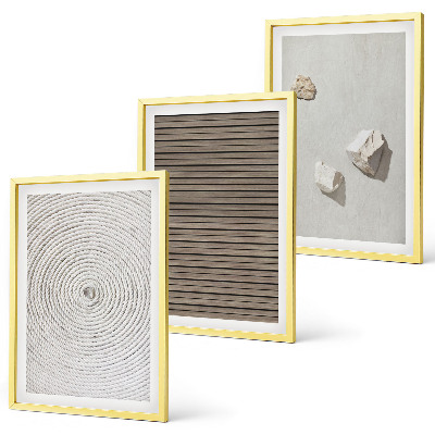 Gerahmtes bilderset Natürliche Texturen Holz Stein