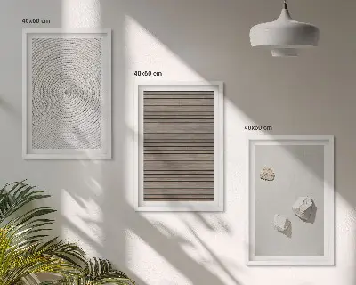 Gerahmtes Bilderset mit natürlichen Texturen in Holz und Stein Optik