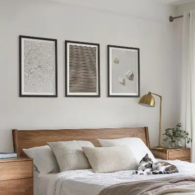 Gerahmtes Bilderset mit natürlichen Texturen in Holz und Stein Optik