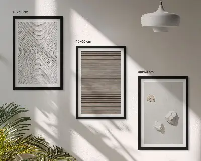 Gerahmtes Bilderset mit natürlichen Texturen in Holz und Stein Optik