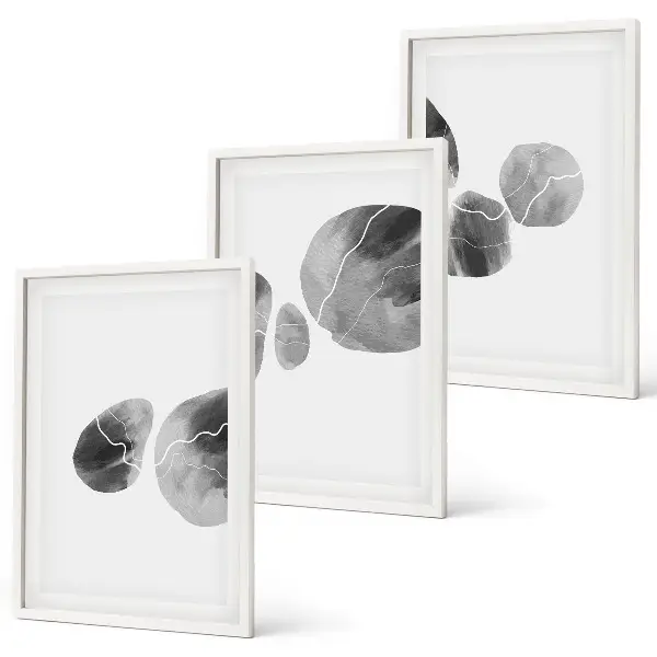 3er-Set Bilder mit Rahmen abstrakte Kunst mit Farbspritzern