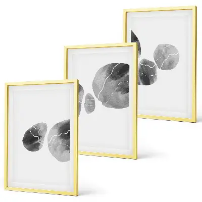 3er-Set Bilder mit Rahmen abstrakte Kunst mit Farbspritzern