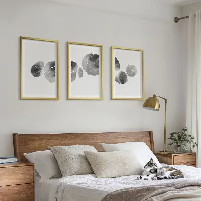 3er-Set Bilder mit Rahmen abstrakte Kunst mit Farbspritzern