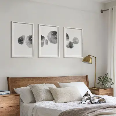3er-Set Bilder mit Rahmen abstrakte Kunst mit Farbspritzern