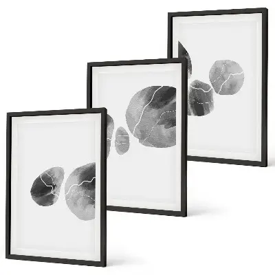 3er-Set Bilder mit Rahmen abstrakte Kunst mit Farbspritzern