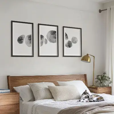 3er-Set Bilder mit Rahmen abstrakte Kunst mit Farbspritzern