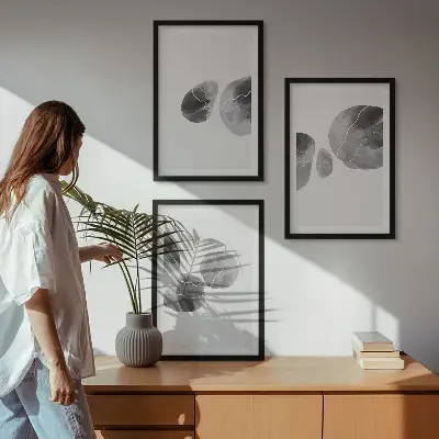 3er-Set Bilder mit Rahmen abstrakte Kunst mit Farbspritzern