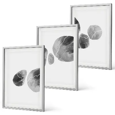 3er-Set Bilder mit Rahmen abstrakte Kunst mit Farbspritzern