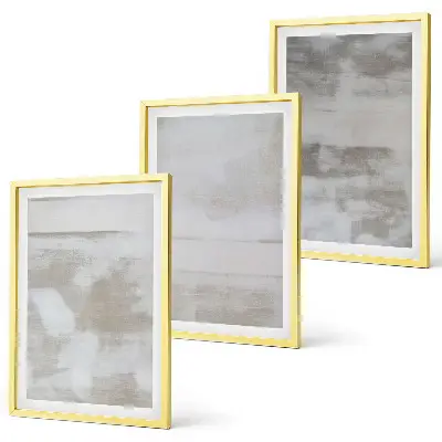 3er-Set Bilder mit Rahmen mit modernen Texturen im Used-Look