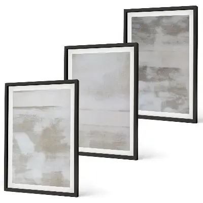 3er-Set Bilder mit Rahmen mit modernen Texturen im Used-Look