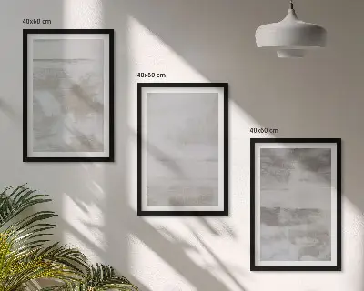 3er-Set Bilder mit Rahmen mit modernen Texturen im Used-Look